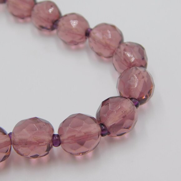 Miriam Haskell Purple Art Glass Bead Necklace | Vintage | Signed | 22.5" L - Picture 5 of 9